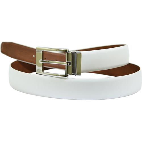 Giorgio Brutini White Wide Width Genuine Leather Belt GB-119